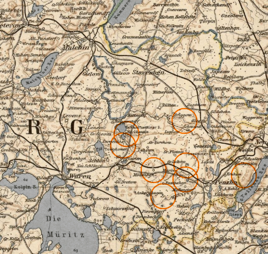 Map of South-east Mecklenburg