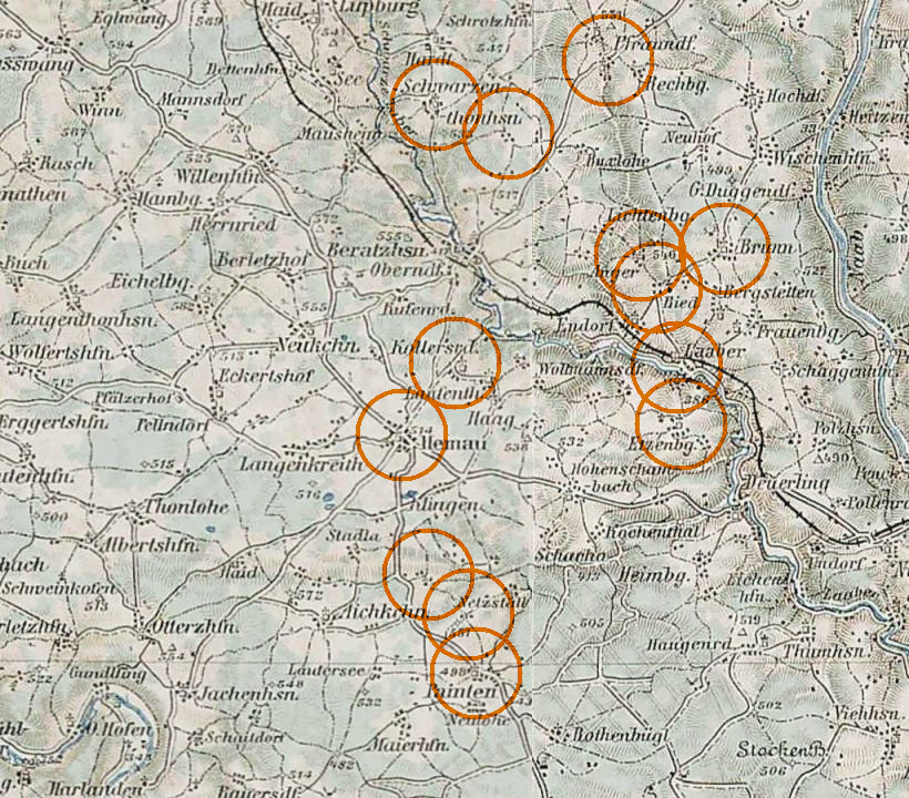 Map of Part of Kreis Regensburg and Kelheim